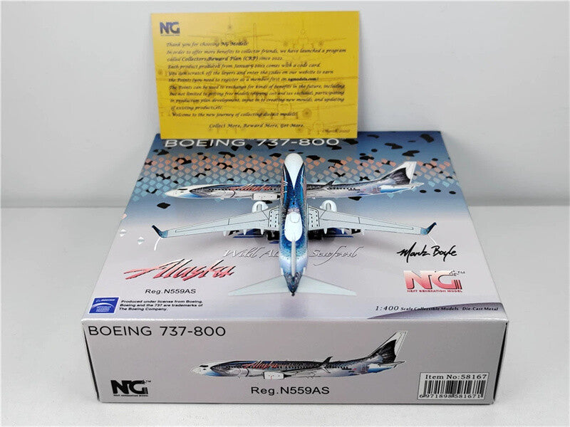 NG Models 1:400 Alaska Airlines for Boeing B737-800/w N559AS Wild Alaska Seafood