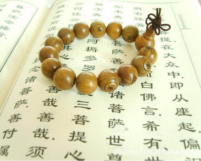 1.5cm New Buddhist Monk Green Sandalwood Shaolin Temple Prayer Beads Bracelet