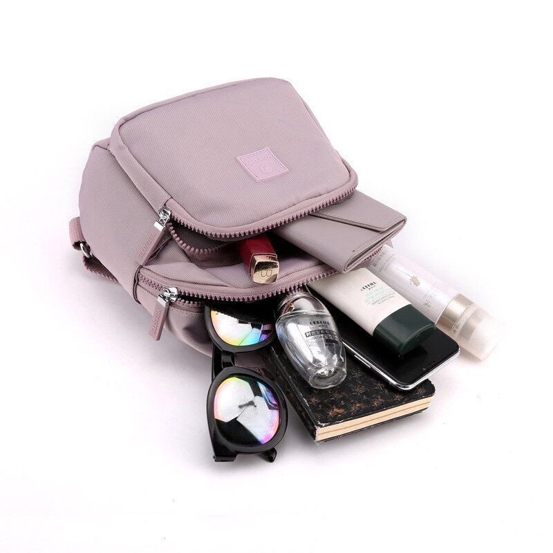 Waterproof Nylon Cloth Backpack Small School Bags School Travel Polyester Zipper