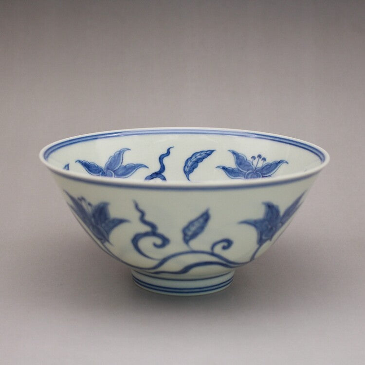 5.8" Collect Chinese Qing Blue White Porcelain Xuan Flower Branch Bowl