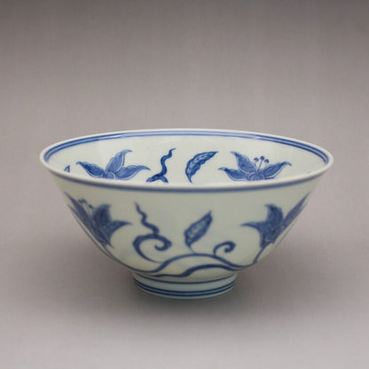 5.8" Collect Chinese Qing Blue White Porcelain Xuan Flower Branch Bowl