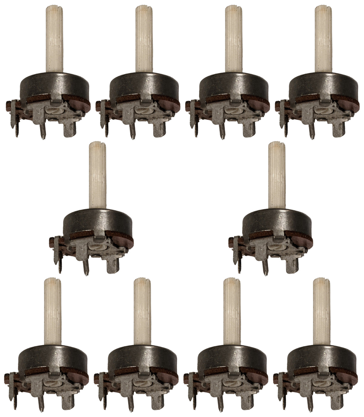 10 Pack 100K Ohm 1/2W Potentiometer, PC Mount, 1-inch Nylon Shaft