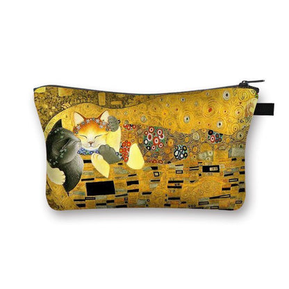 Cute Cat Print Cosmetic Traveling Makeup Bags Cosmetic Storage Purses 5*20*10 CM