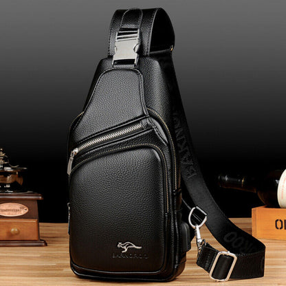 Men's Sling Backpack Faux Leather Crossbody Chest Bags Casual Daypack Sport Bags
