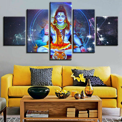 Lord Shiva Blessing Hindu God Canvas Print Painting Wall Art Home Decor 5PCS