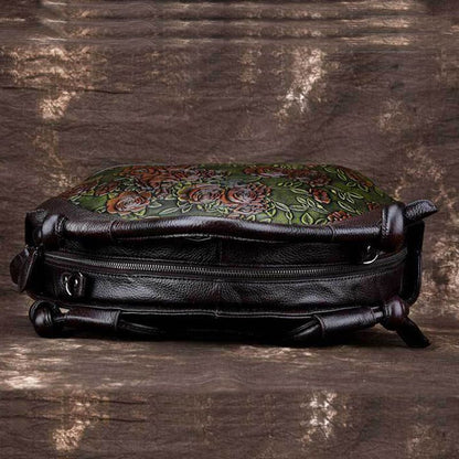 Natural Skin Shoulder Crossbody Tote Handbag Genuine Embossed Leather Retro Bags