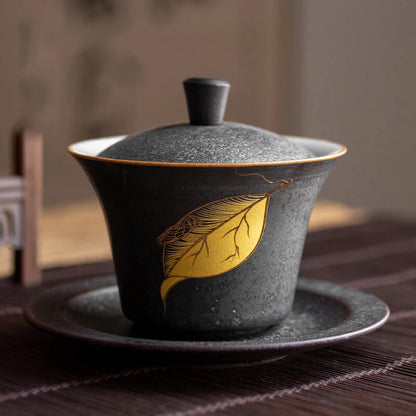 Kung Fu Tea Bowl Tea Set Home Drinkware Ceramic Gaiwan Tea Cup Handmade Tureen