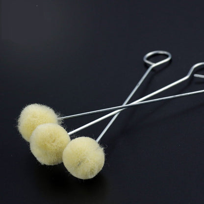 New 50pcs/Set Leather Tool Wool Daubers Ball Brush Leather Dye Tool Metal Handle