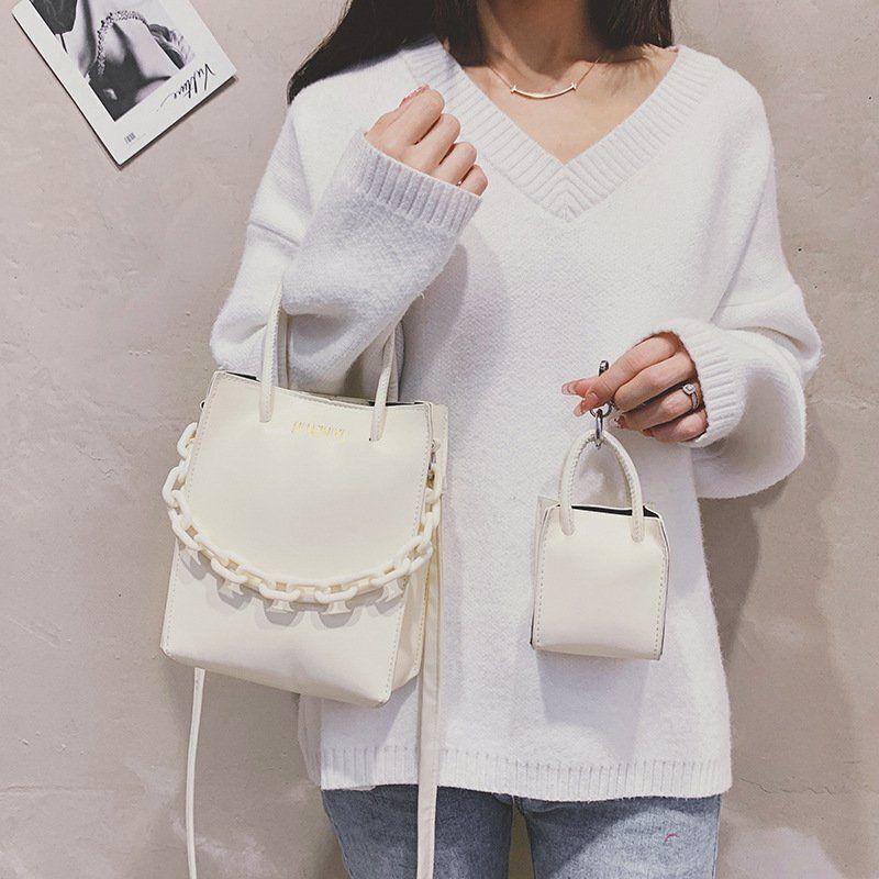 TPU Leather Shoulder Bag Crossbody 2 Pcs Set Handbag Clutches Tote Bag 17*22*6CM