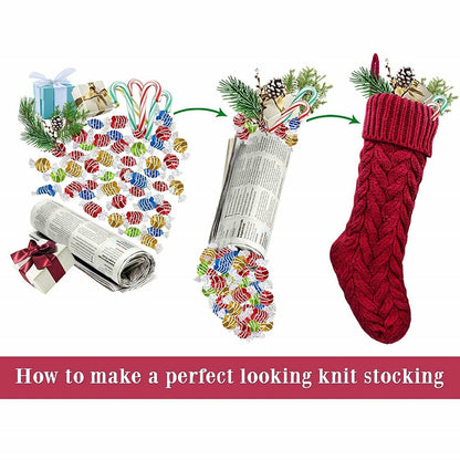 18" Large Size Cable Knit Knitted Christmas Xmas Stockings Stocking Decorations