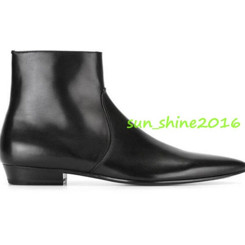 Men's Leather Pointed Toe Chelsea Oxford Ankle Boots High Top Shoes Dress Formal