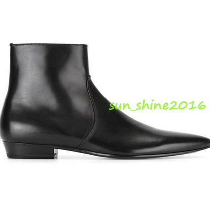 Men's Leather Pointed Toe Chelsea Oxford Ankle Boots High Top Shoes Dress Formal