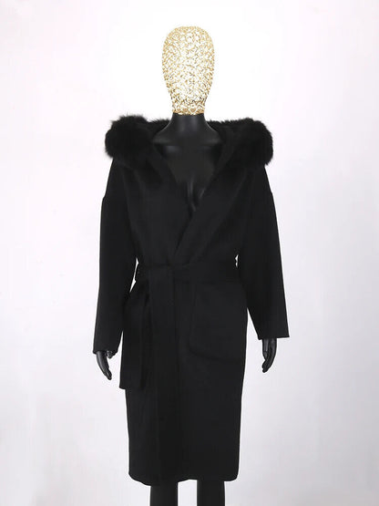 2023 Coat Collar Jacket Winter Outerwear Women With Belt