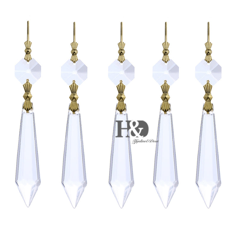 25 Clear Chandelier Crystal Lamp Prisms with Gold Hook Hanging Drop Pendant 55mm