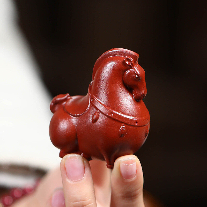 China Ornament Horse Statue Small Size Real Yixing Zisha Dahongpao Clay Tea Pet