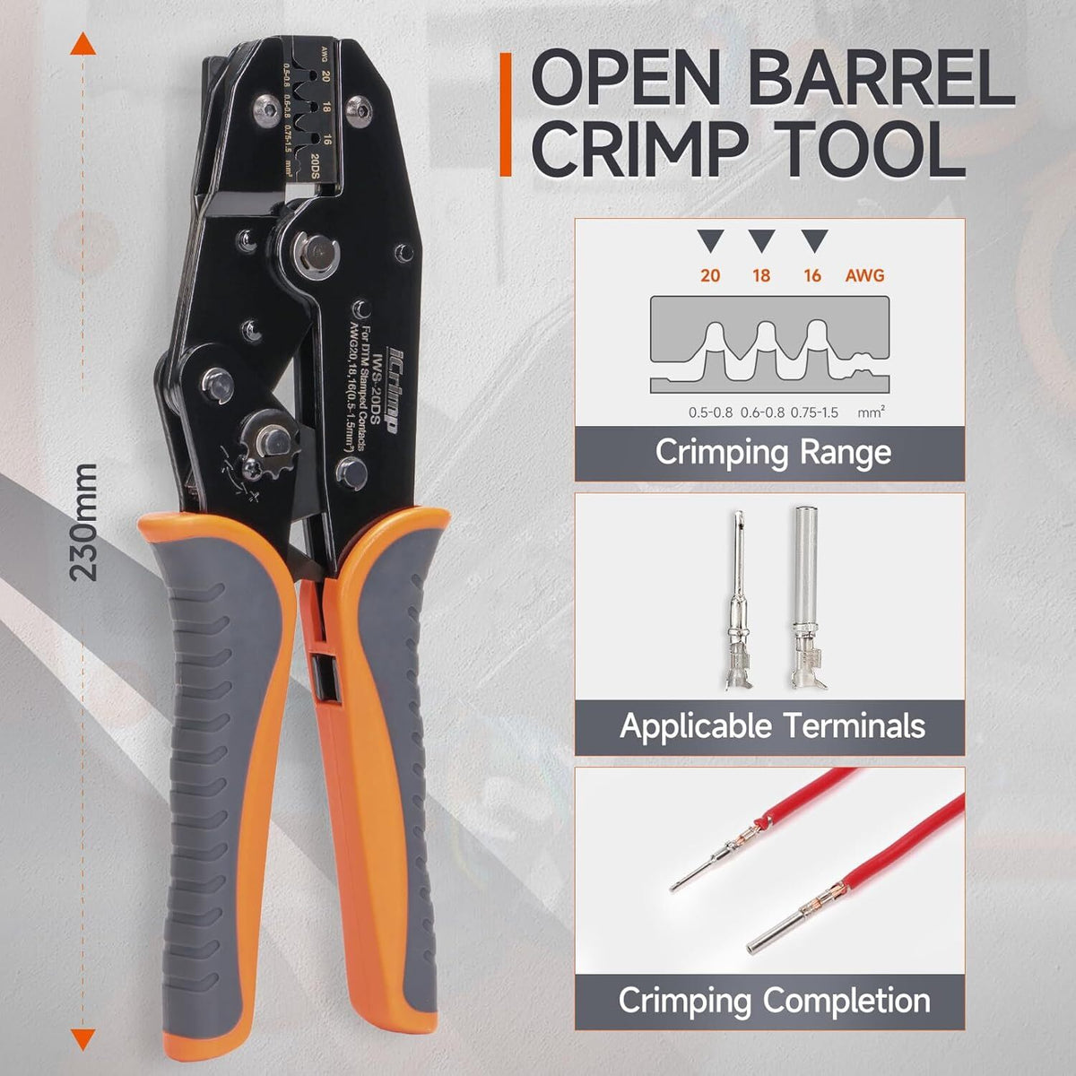 IWISS Ratchet Deutsch Crimp Tool for DT Connector Deutsch Open Barrel Terminal