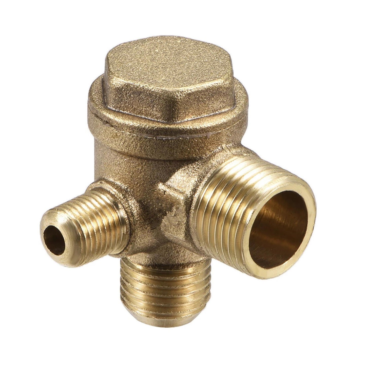 Heavy Duty Air Compressor Check Valve 90 Degree Brass M10xM14xPT3/8 Fitting Part