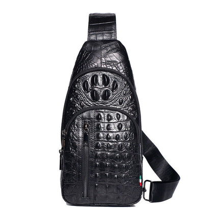 Sling Backpack Men's Genuine Leather Crocodile Crossbody/Shoulderfor Bag Hiking