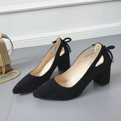 Women Pumps High Heels 6CM Black Leather Wedding Shoes Woman
