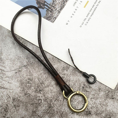 Mobile Phone Straps Cowhide Lanyards Key Leather Card Badge Neck Sling Band 50cm