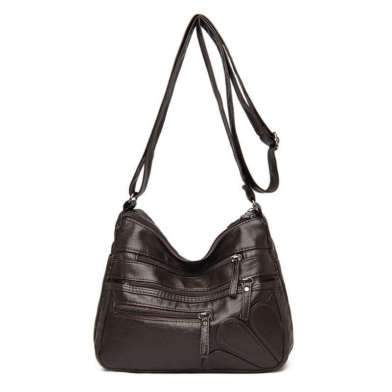 Women Shoulder Bag Leather Messenger Bag Flower Patchwork Leather Purse Handbag