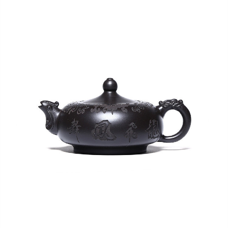 Original Ore Black Clay Tea Pot Yixing Zisha Handmade Pot 220ml Marked Teapots