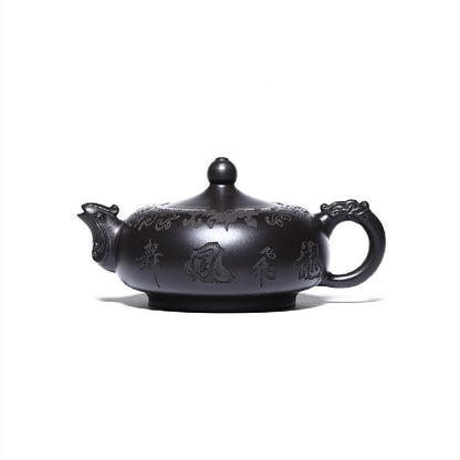 Original Ore Black Clay Tea Pot Yixing Zisha Handmade Pot 220ml Marked Teapots
