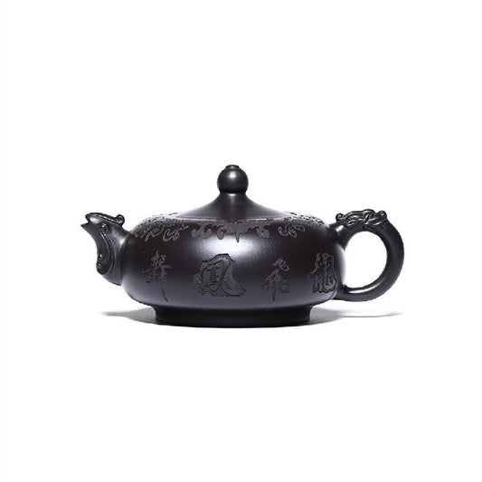 Original Ore Black Clay Tea Pot Yixing Zisha Handmade Pot 220ml Marked Teapots