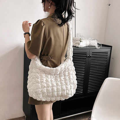 Large Puffer Tote Bag Padded Style Quilted Shoulder Bags Black or Sage Womens