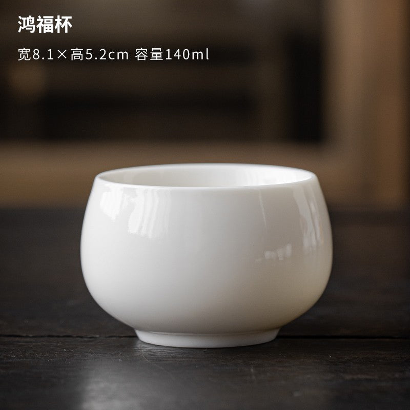 Mutton-fat Jade Porcelain Single Cup Tea Tasting Cup White Porcelain Tea Set