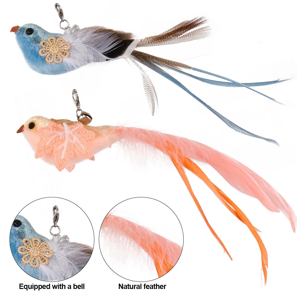 Cat Teaser Stick Replaceable Simulated Bird Cat Teaser Wand Multifunctional