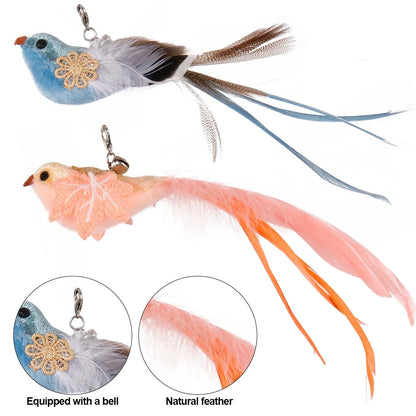 Cat Teaser Stick Replaceable Simulated Bird Cat Teaser Wand Multifunctional