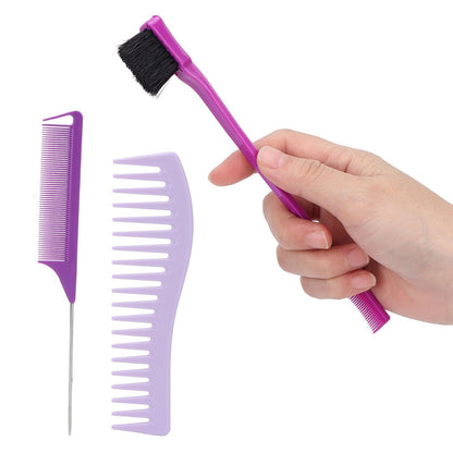 3Pcs Hair Dye Color Brush Wide Comb Teeth Rat Tail Comb Styling Comb Set For Hom