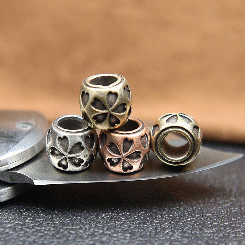 Lucky Five Leaf Flower Knife Beads Fashion Paracord Bracelet Brass Accessories