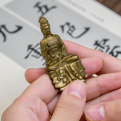 Bronze Copper Statue Carved Buddha Kwan-Yin Bodhisattva Decor Figurine Decorate