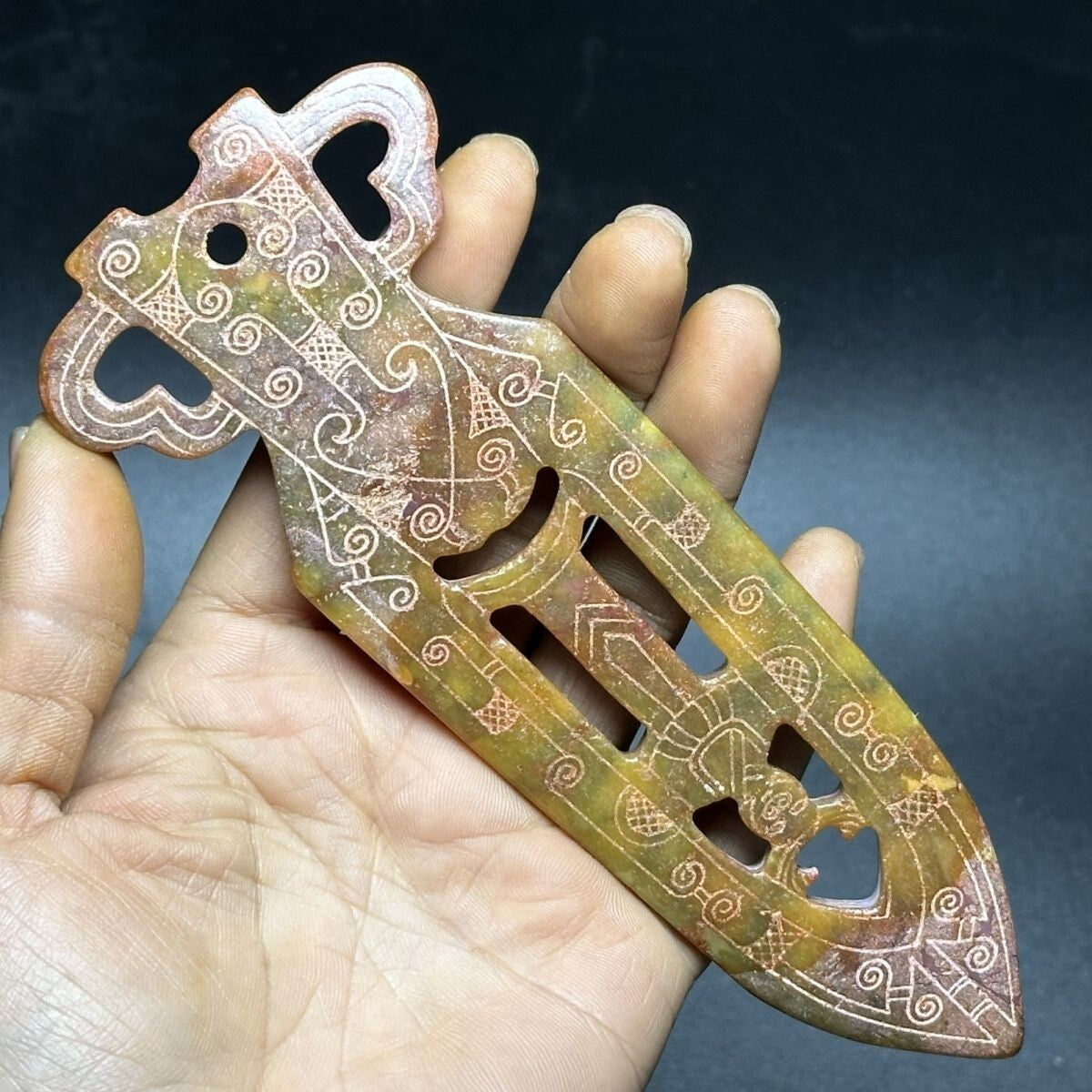 Ancient China Old Jade Collection Pendant Chinese Old Coin Craft Ornament