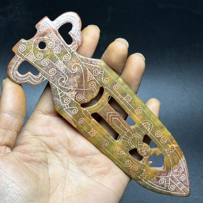 Ancient China Old Jade Collection Pendant Chinese Old Coin Craft Ornament