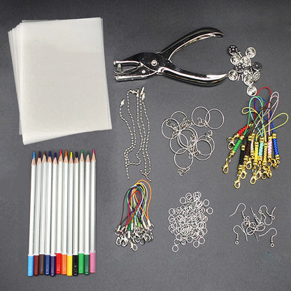 DIY Keychain Kit 188Pcs Heat Shrink Sheet Plastic Tool Pendant Craft Arts Making