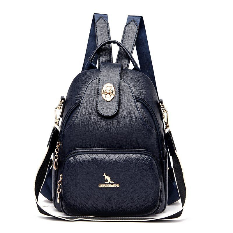 Women Backpacks Luxury Solid Colors Soft Genuine Leather Traveling Shoulder Bags