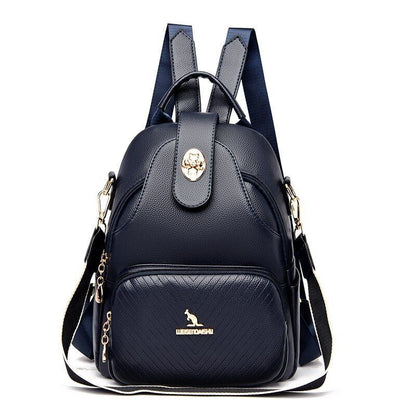 Women Backpacks Luxury Solid Colors Soft Genuine Leather Traveling Shoulder Bags