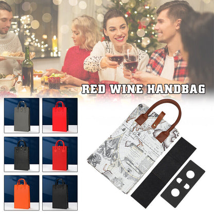 Red Wine Bag Exquisite Gift Oxes Portable PU Leather Bag Handle Champagne Bag