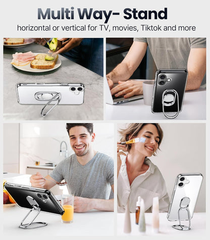 for Iphone 17 Case with Stand, Phone Case Clear with Double Ring Holder [Adjusta