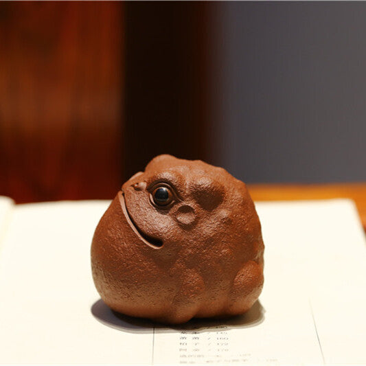 Handmade Mascot Yixing Zisha Tea Pet Wealthy Toad Statue Family Ornament Small