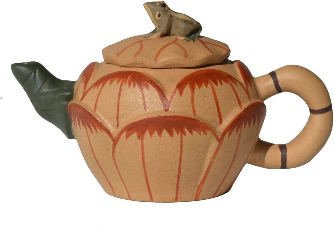 Zisha Teapot Chinese Yixing Clay Frog Lotus Pot Gongfu Tea Set Frog lotus