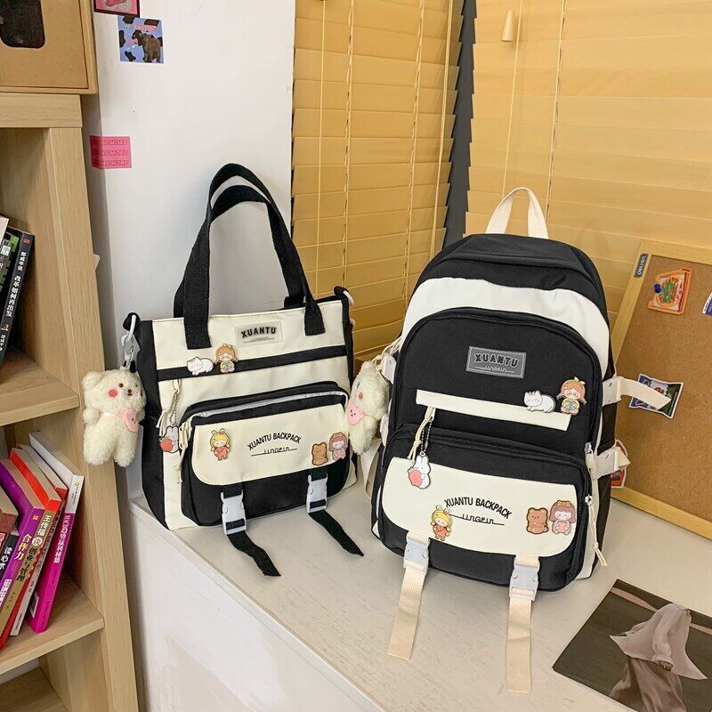 Girls Backpack Shoulder Bags Pockets School Bag Teenage Girls Kawaii Backpack