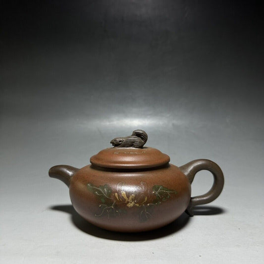 vintage chinese yixing purple clay teapot zisha ceremony carving Collectible art