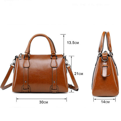 Genuine Leather Women's Classic Handbag Crossbody Shoulder Bag Satchel Tote Bag