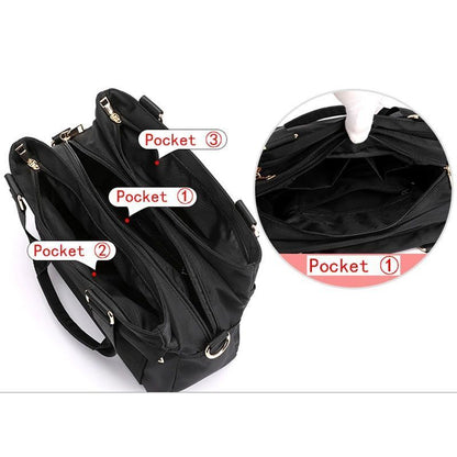 Bag Nylon Travel Bag Handbag Totes Shoulder Purse Business Bag Black 30*12*23 CM