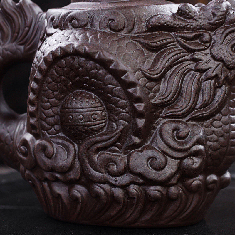 Tea Pot Ceramic Teapot Dragon Phoenix Tea Kettle Purple Clay Tea Set Tea Infuser