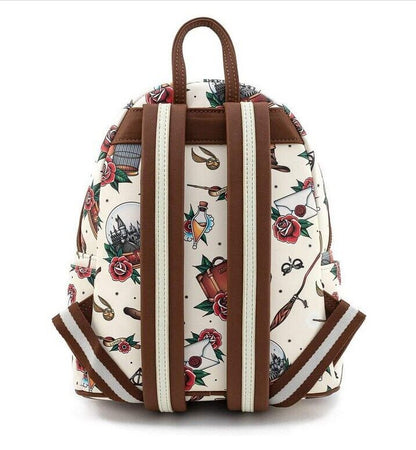 Loungefly Bag Tattoo Art Cream Color Harry Potter Women Edition Mini Backpack